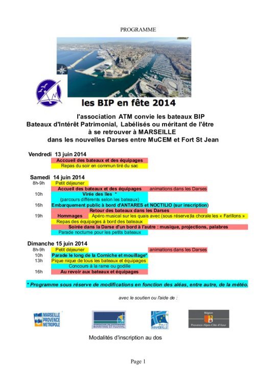 Programme provisoire - BIP en fête 2014